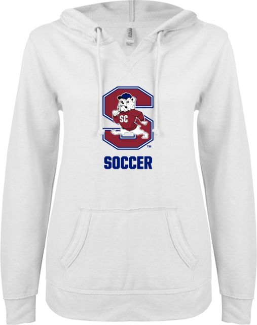 South Carolina State ENZA Ladies V Notch Raw Edge Fleece Hoodie Soccer - ONLINE ONLY